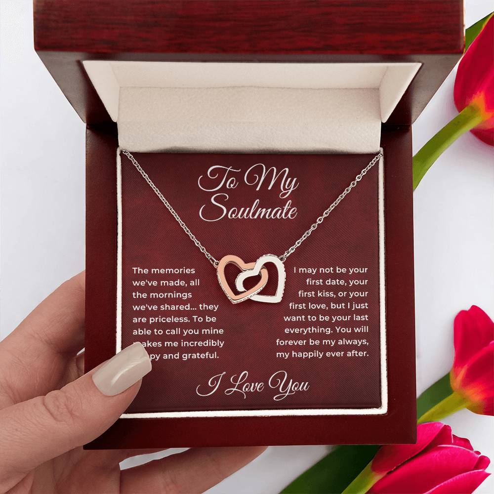 To My Soulmate From Husband Boyfriend Interlocking Hearts Pendant Necklace Jewelry Gift