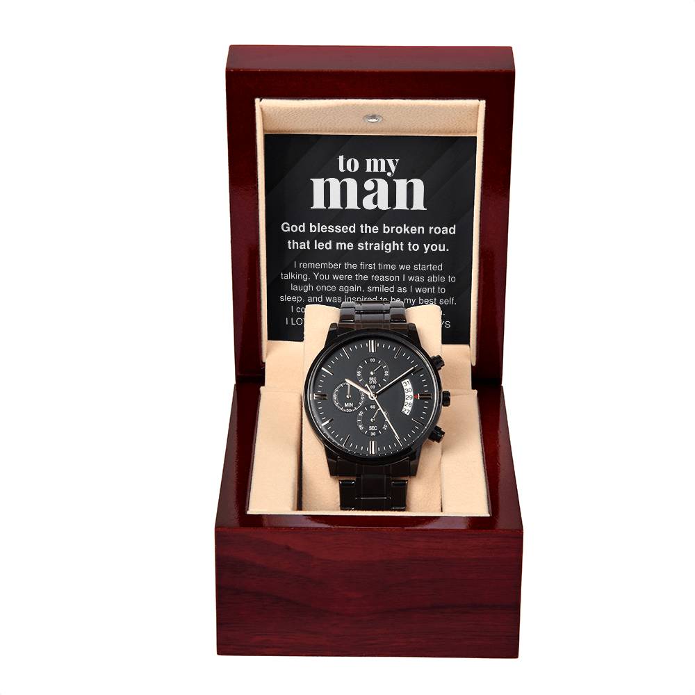 To My Man I Couldn't Imagine My Life Without You Black Chronograph Watch For Men