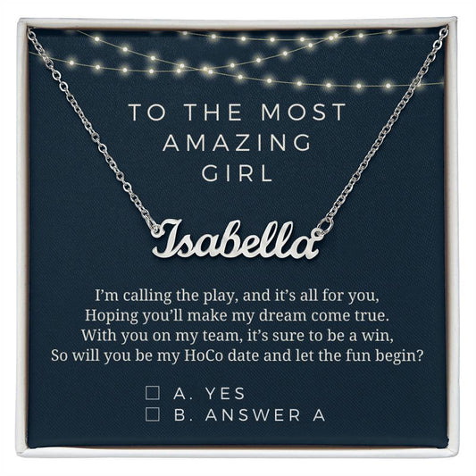 Be My HoCo Date and Let the Fun Begin Sport Theme Custom Name Homecoming Proposal Gift For Her