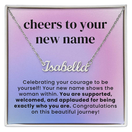 Courage to be Yourself Custom Name Necklace for Transgender LGBTQ Pride Month Gift