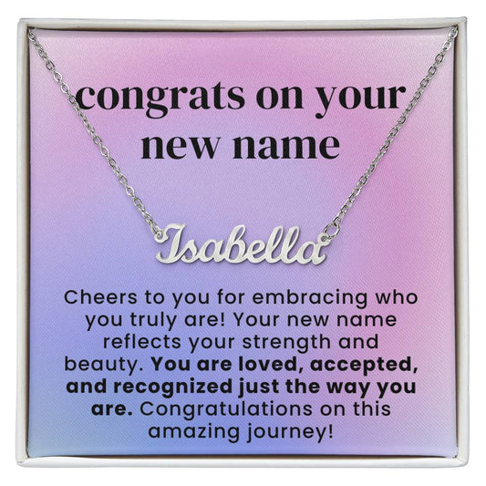 Congrats on Your New Name Custom Name Necklace for Transgender LGBTQ Pride Month Gift