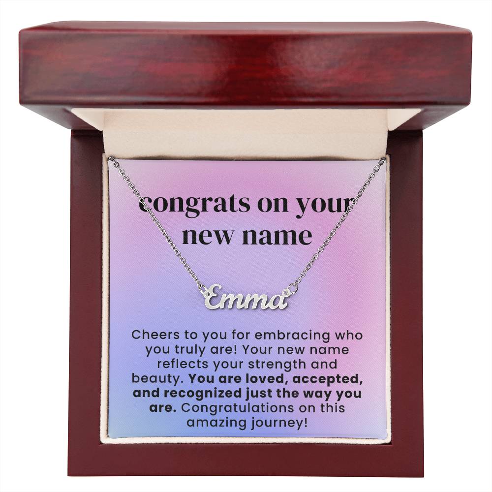 Congrats on Your New Name Custom Name Necklace for Transgender LGBTQ Pride Month Gift