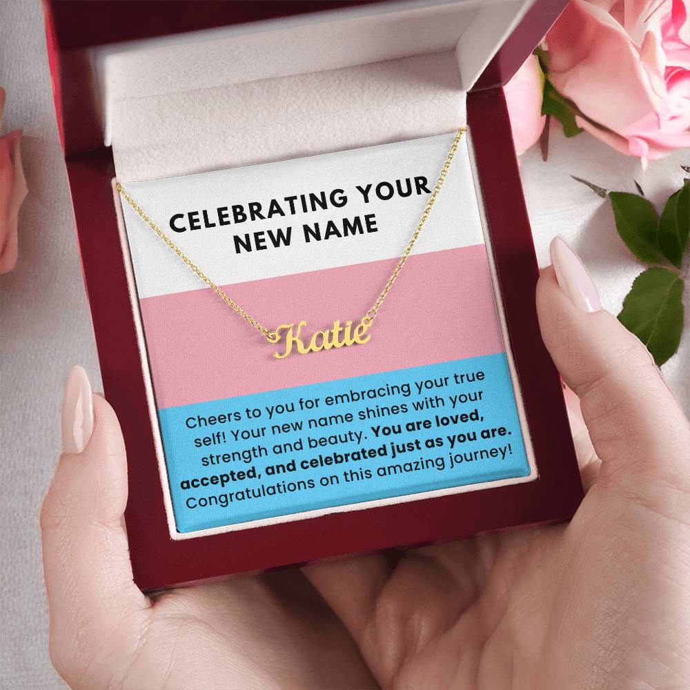 Embracing Your True Self Custom Name Necklace for Transgender LGBTQ Pride Month Gift