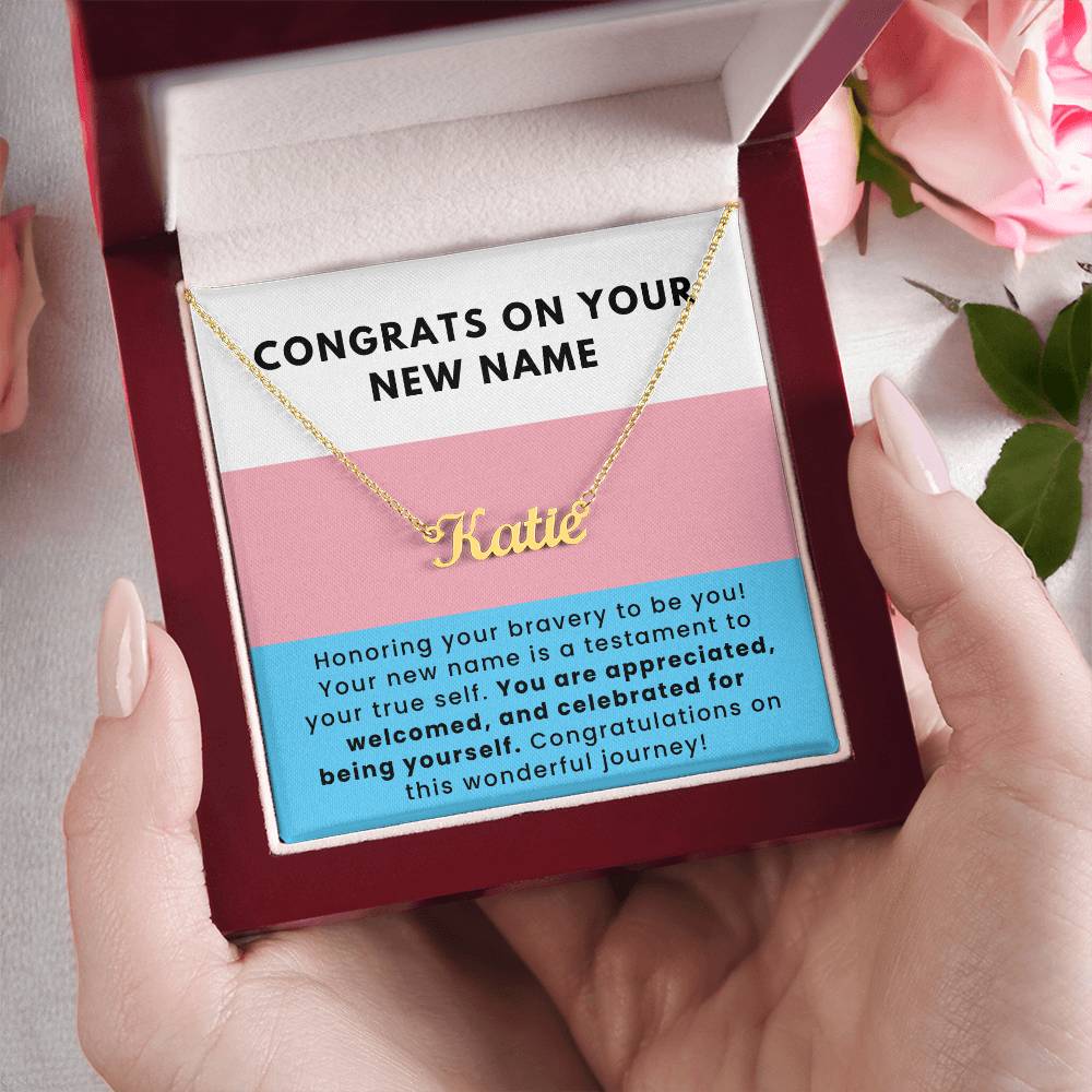 Honoring Your Bravery To Be You Custom Name Necklace for Transgender LGBTQ Pride Month Gift