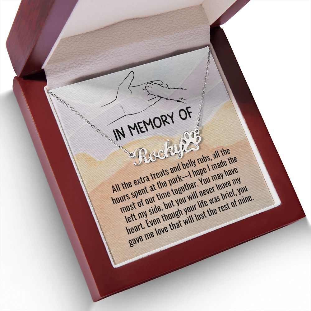 Dog Memorial Custom Name Necklace Jewelry, In Memory of, Loss of Dog, Pet Sympathy Gift