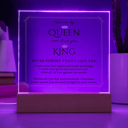 You Are My Queen and I Am Your King LED Desktop Acrylic Display Gift