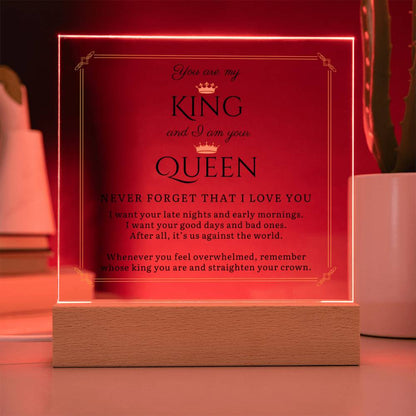 You Are My King and I Am Your Queen LED Desktop Acrylic Display Gift
