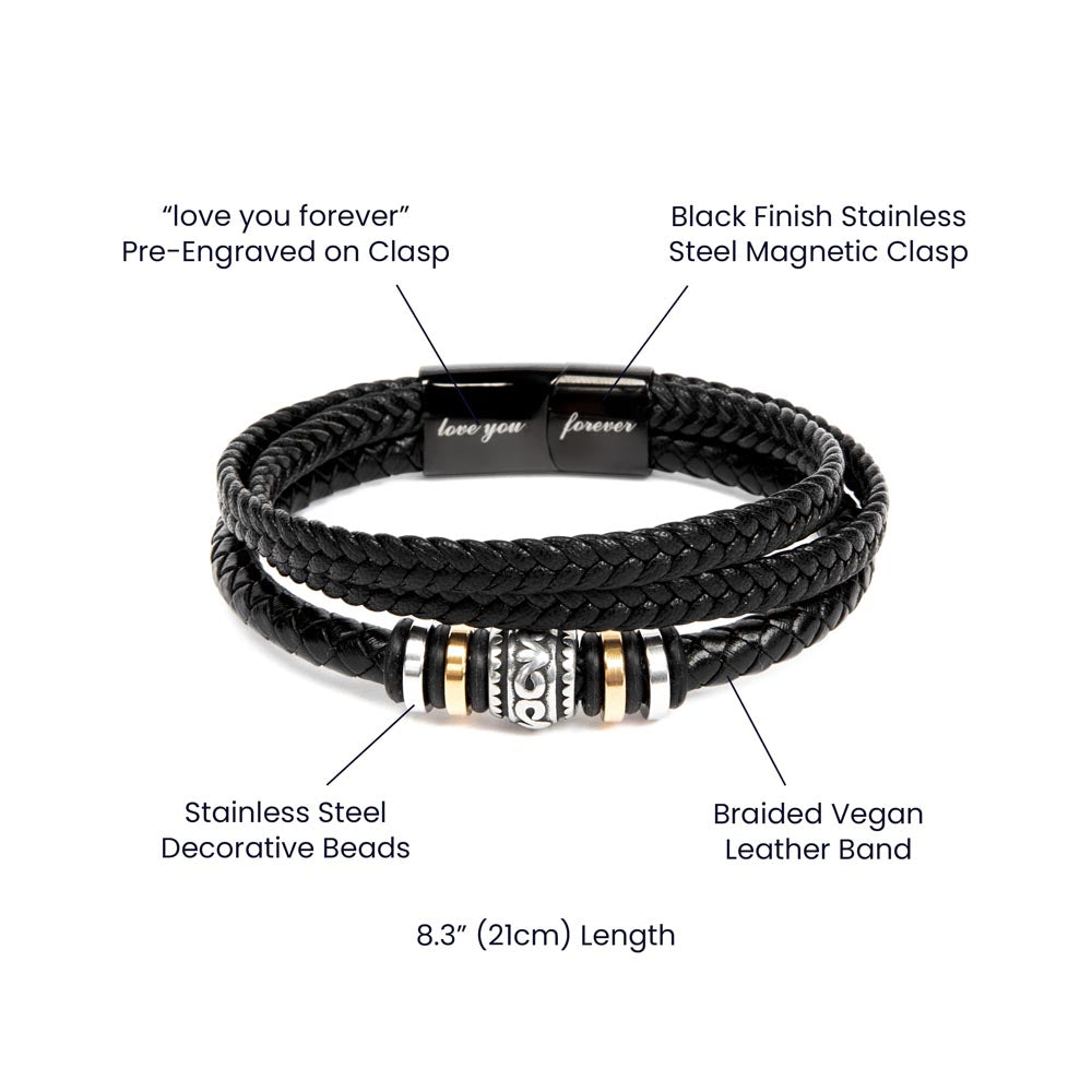 To My Man I Couldn't Imagine My Life Without You Braided Vegan Leather Men Bracelet