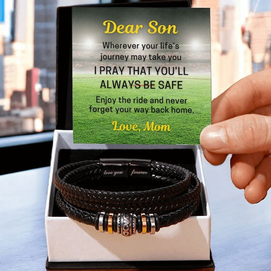 To Son From Mom Gift, I Pray that You'll Always be Safe, Love You Forever Bracelet