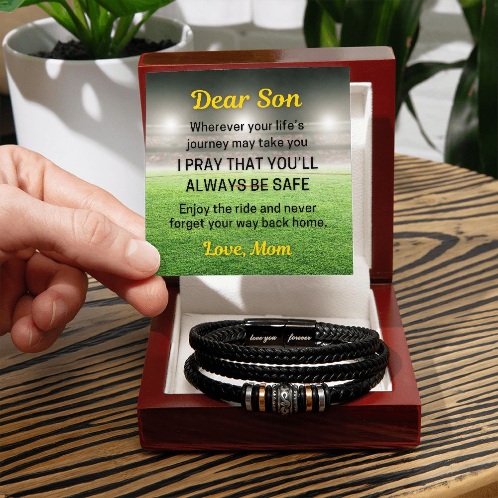 To Son From Mom Gift, I Pray that You'll Always be Safe, Love You Forever Bracelet