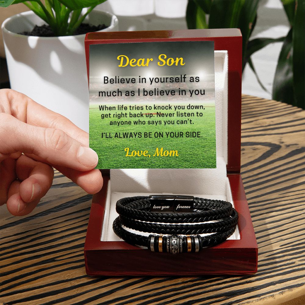 To Son Gift From Mom, Believe in Yourself As Much As I Believe in You, Love You Forever Men Bracelet