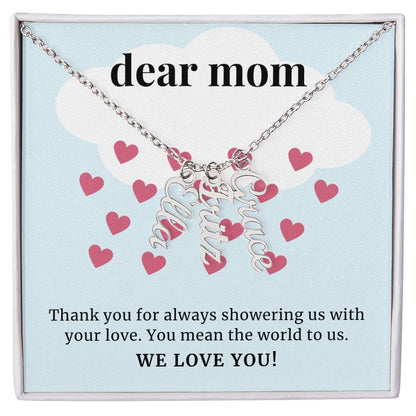 Showering Us With Your Love, To Mom Gift Custom Multi Children Name Necklace