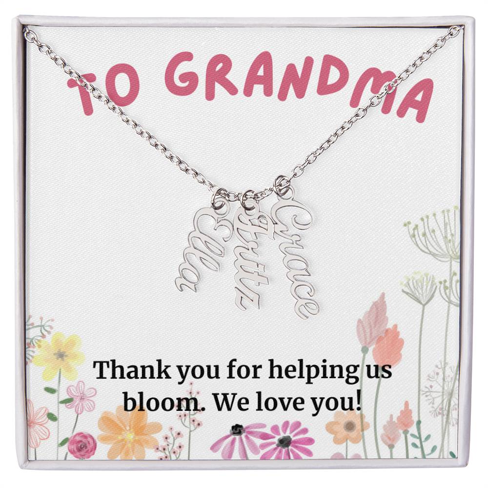 Thank You For Helping Us Bloom To Grandma Gift, Custom Multi Grandchildren Name Necklace
