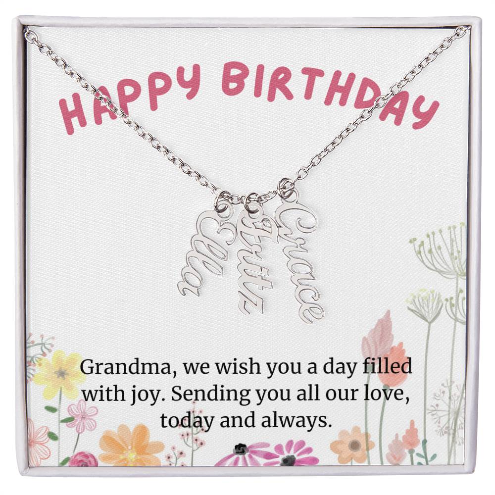 Happy Birthday Grandma Gift, Custom Multi Grandchildren Name Necklace