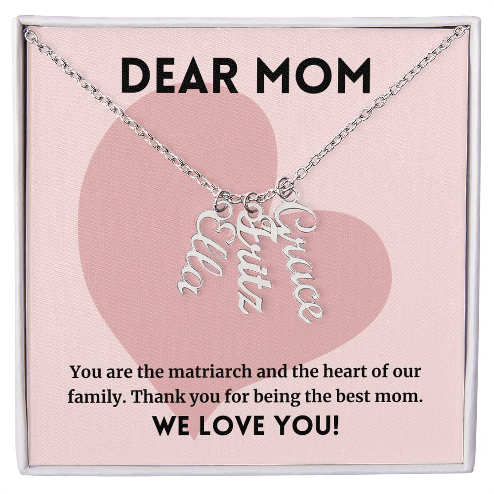 Matriarch And Heart Of Our Family, To Mom Gift, Custom Multi Children Name Necklace