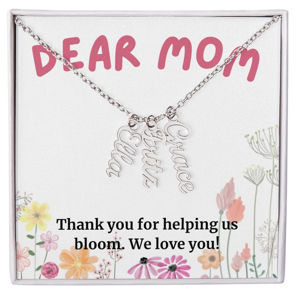 To Mom Gift, Thank You For Helping Us Bloom, Custom Multi Children Name Necklace