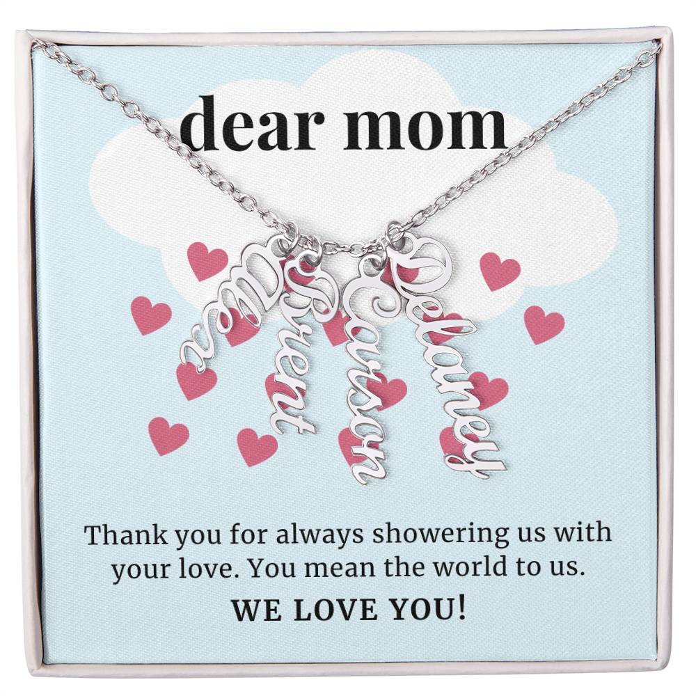 Showering Us With Your Love, To Mom Gift Custom Multi Children Name Necklace