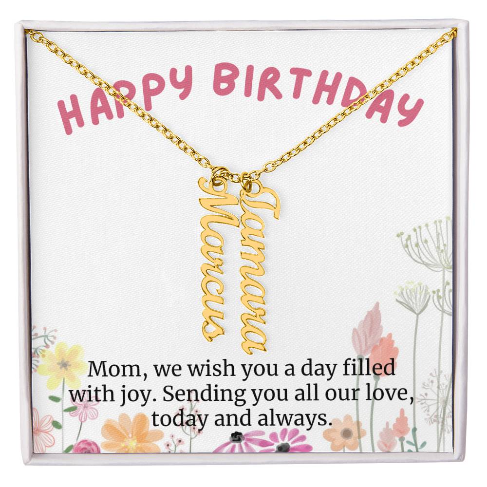 Happy Birthday Mom Gift, Sending You All Our Love, Custom Multi Children Name Necklace