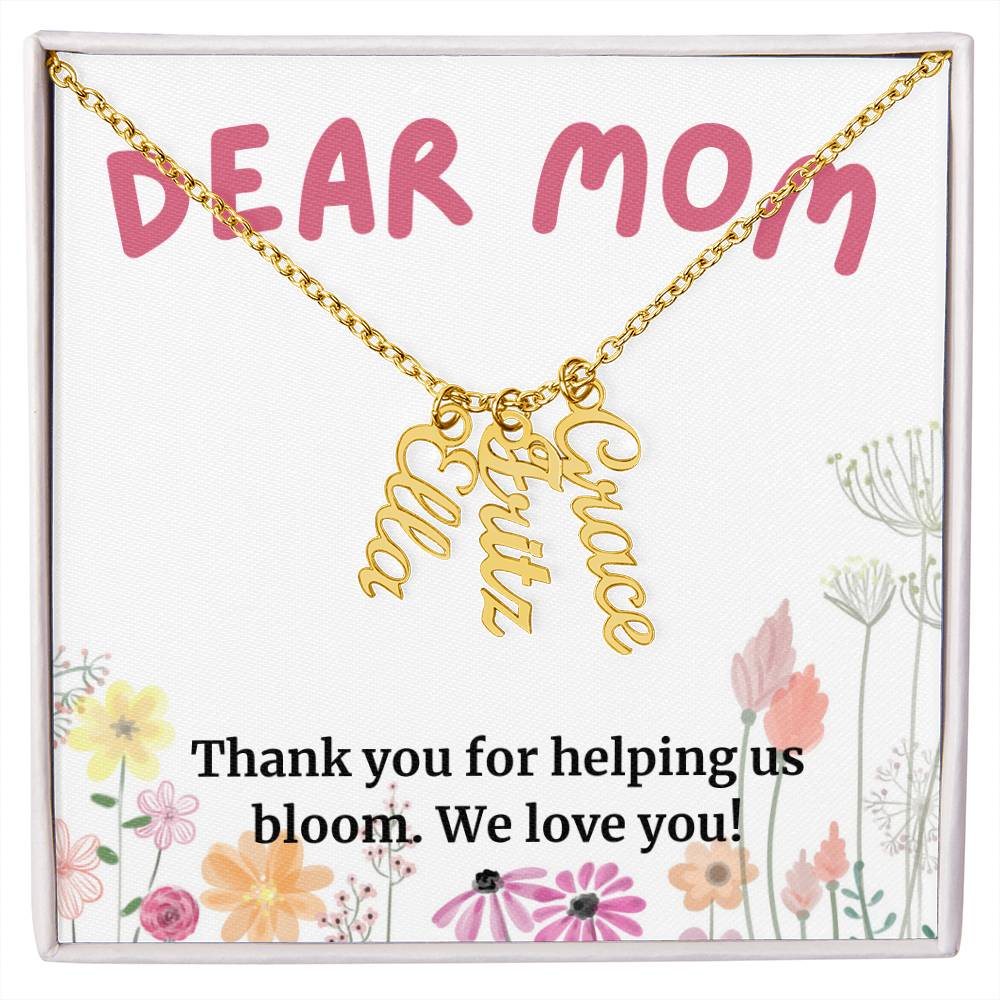 To Mom Gift, Thank You For Helping Us Bloom, Custom Multi Children Name Necklace