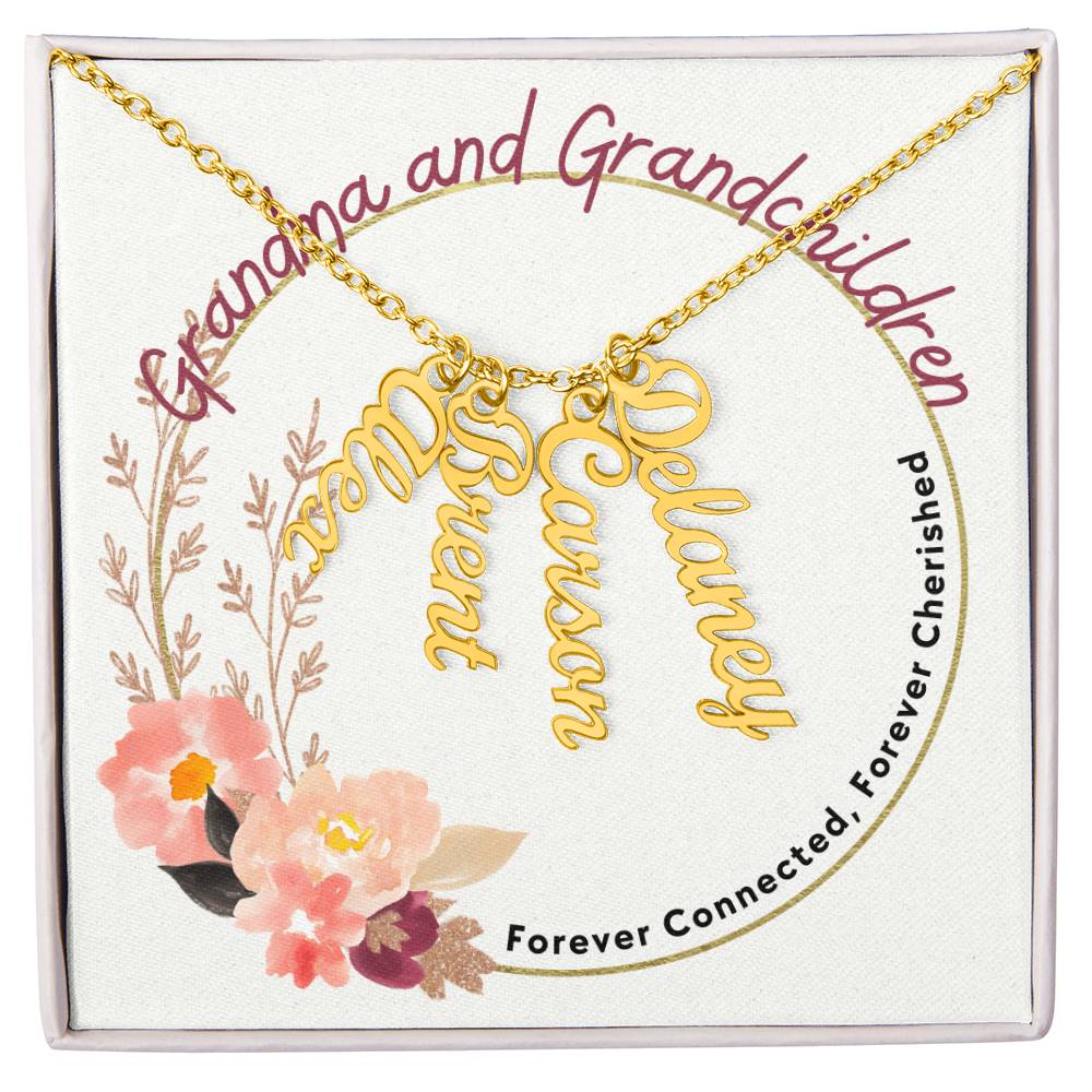Grandma And Grandchildren, Forever Connected, Custom Multi Grandchildren Name Necklace