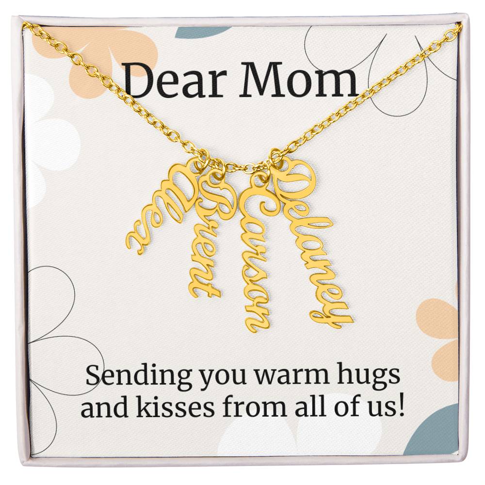 To Mom Gift, Kisses From All Of Us Custom Multi Children Name Necklace