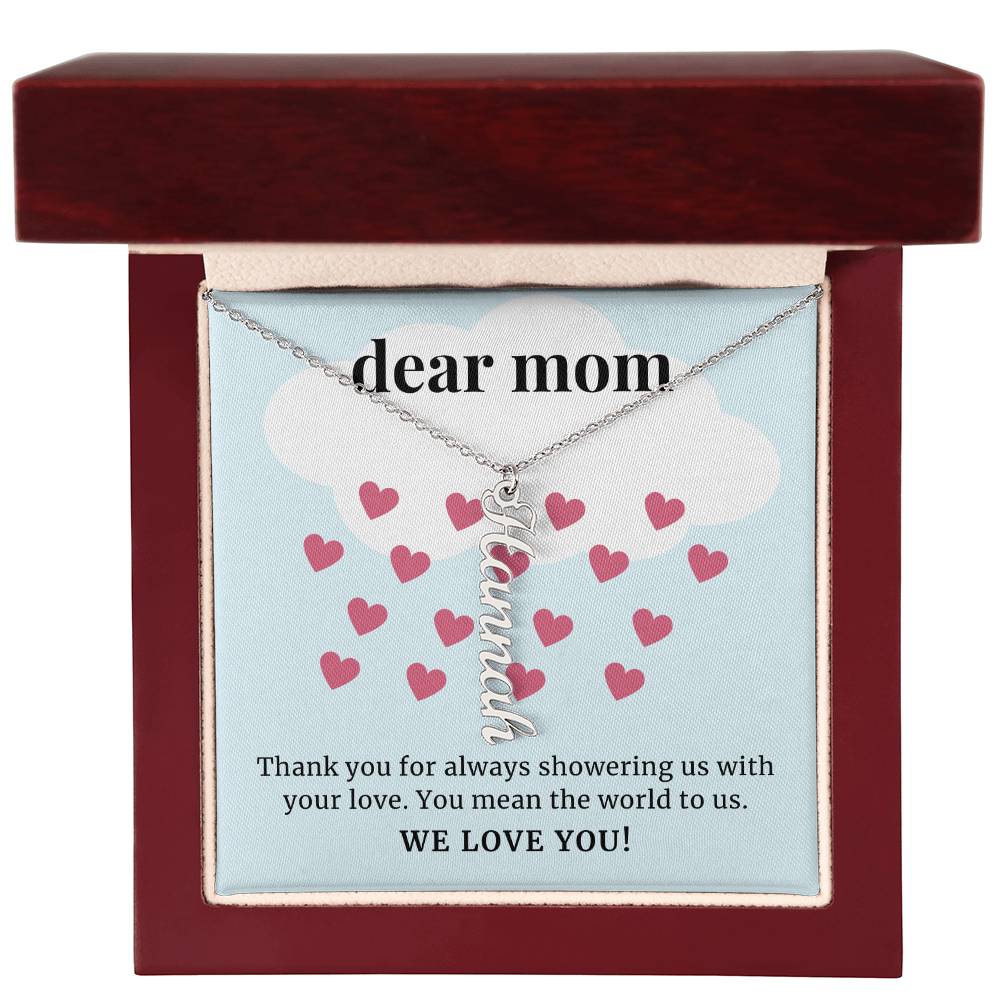 Showering Us With Your Love, To Mom Gift Custom Multi Children Name Necklace