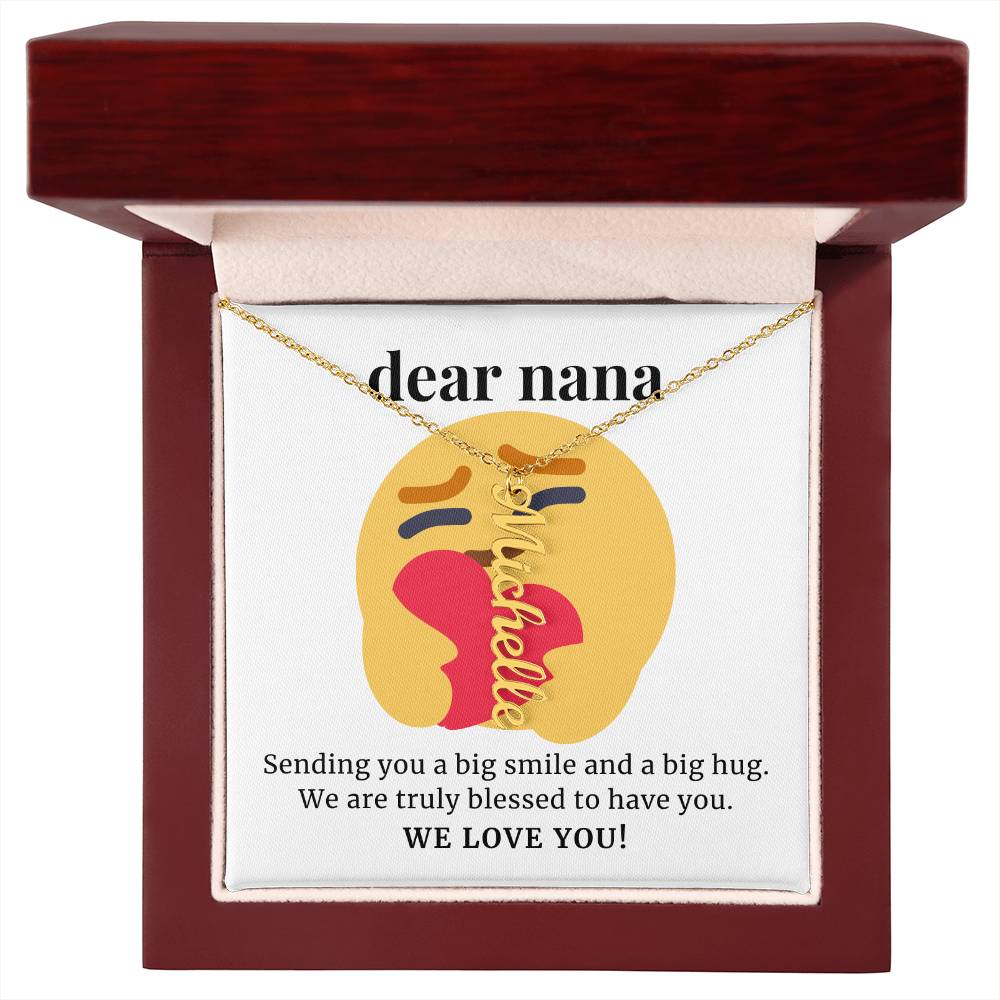 To Nana Gift, Sending You A Big Smile, Custom Multi Grandchildren Name Necklace