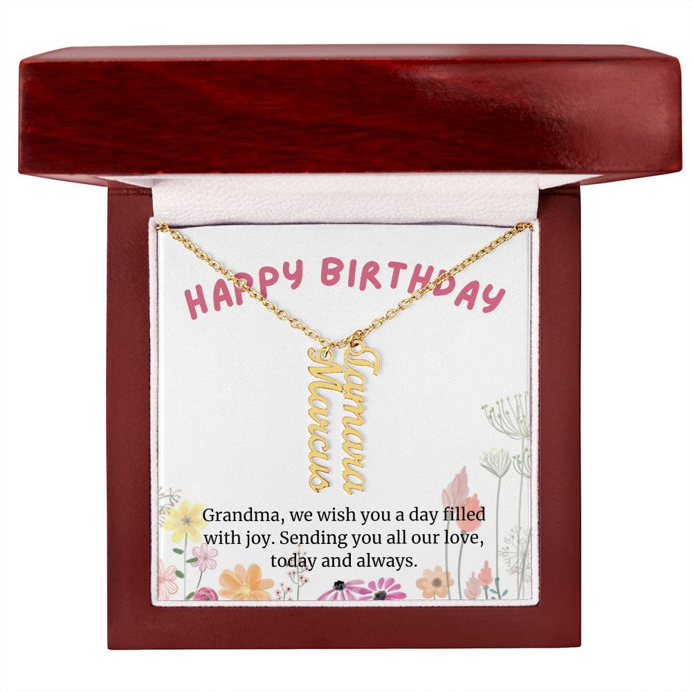 Happy Birthday Grandma Gift, Custom Multi Grandchildren Name Necklace