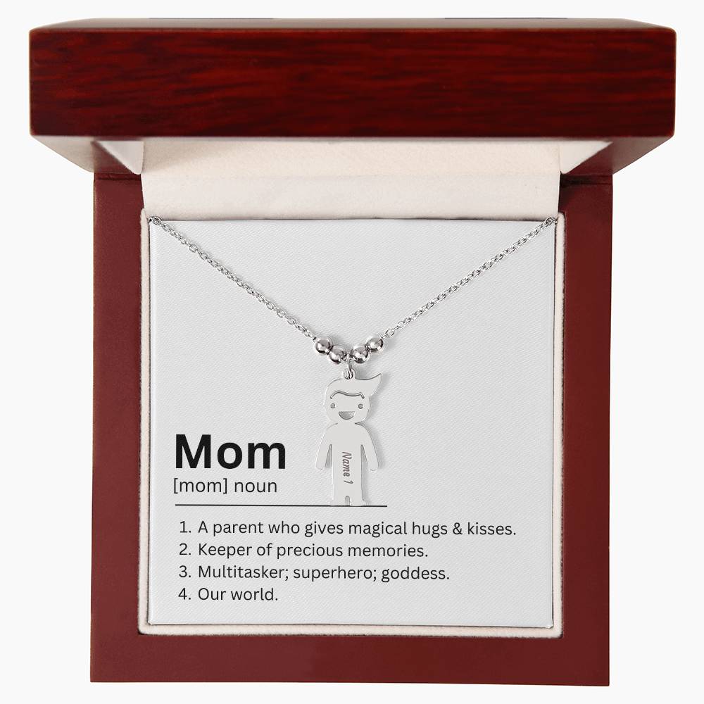 Mom Definition Magical Hugs And Kisses Custom Engraved Kid Charm Neck Missame