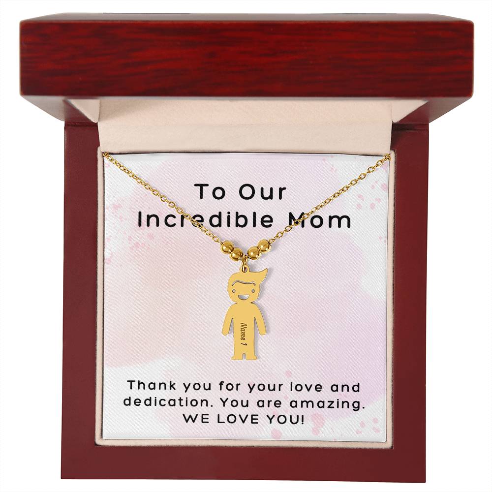 Incredible Mom Thank You for Your Love Custom Engraved Kid Charm Nec Missame
