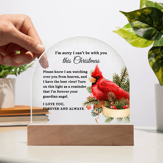 Watching Over You From Heaven Red Cardinal Christmas Memorial LED Nightlight Acrylic Desktop Art