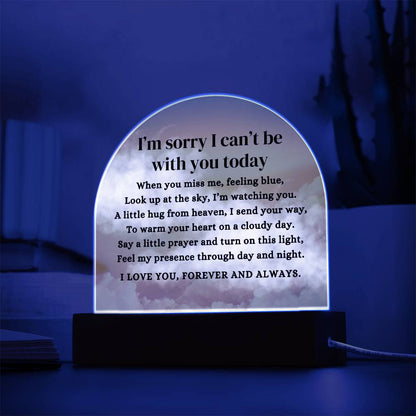Heavenly Sky I Can't Be With You Poem LED Nightlight Acrylic Desktop Art (USB powered)