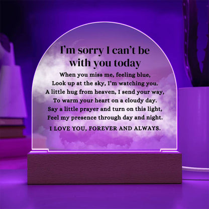 Heavenly Sky I Can't Be With You Poem LED Nightlight Acrylic Desktop Art (USB powered)