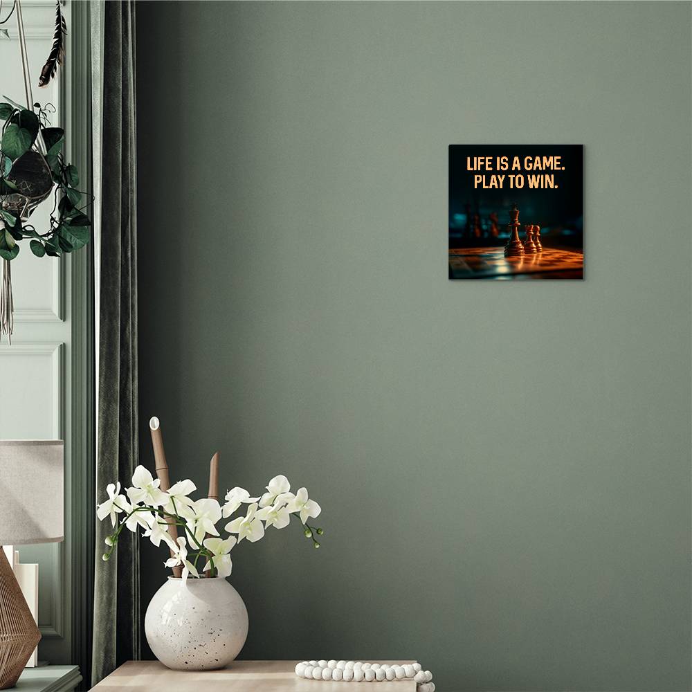 Light Is A Game, Play To Win Positive Motivation Room Decor Square High Gloss Metal Art Print