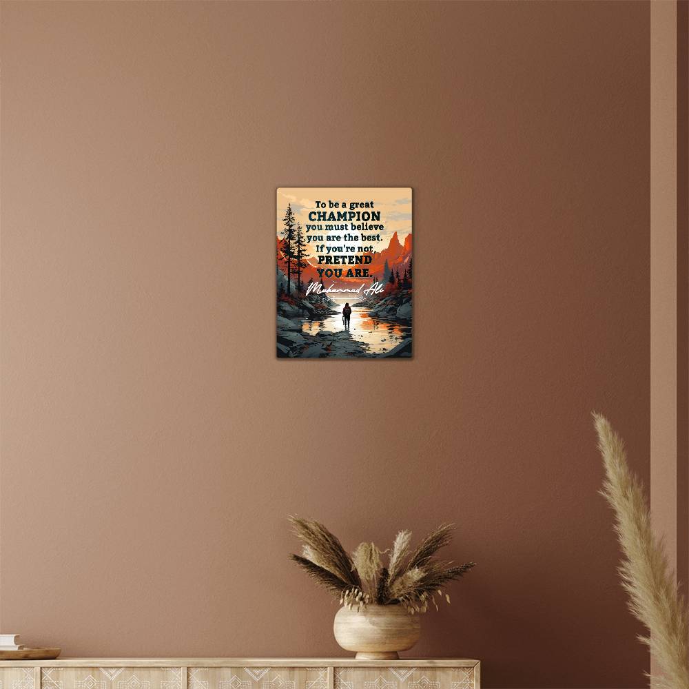 To Be a Great Champion Quote Positive Motivation Room Decor Vertical High Gloss Metal Art Print