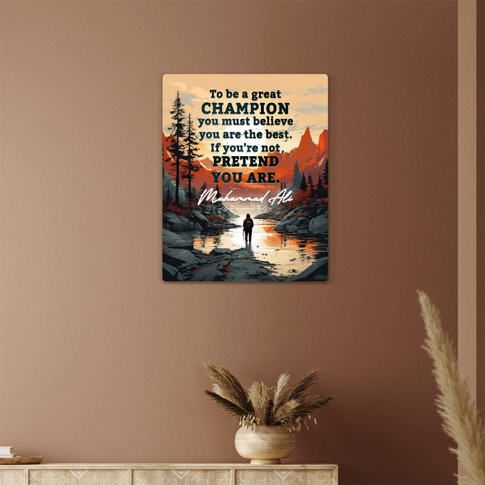 To Be a Great Champion Quote Positive Motivation Room Decor Vertical High Gloss Metal Art Print