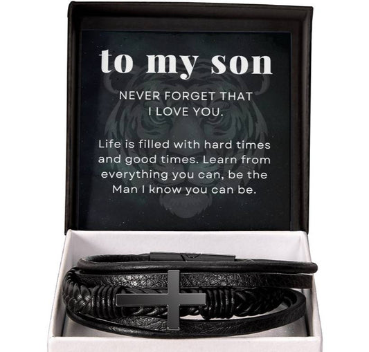 Be the Man I Know You Can Be, To My Son Gift, Men's Cross Bracelet