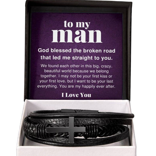 To My Man, Big Crazy Beautiful World Men's Cross Bracelet