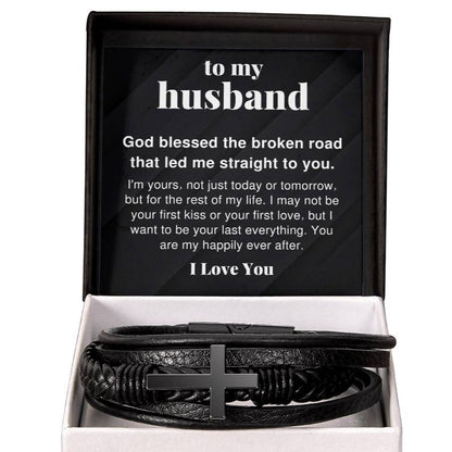 To My Husband You Are My Happily Ever After Men's Cross Bracelet