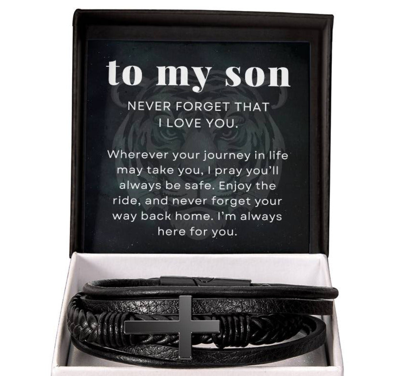 I Pray You Will Always Be Safe, To My Son Gift, Men's Cross Bracelet