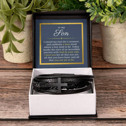 Gift For Son, I Love You For All That You Are, Baptism or Confirmation Gift, Men's Christian Cross Bracelet