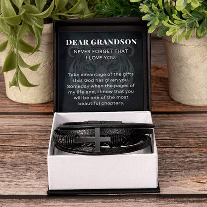 Take Advantage of the Gifts That God Has Given You, To My Grandson Gift, Men's Cross Bracelet