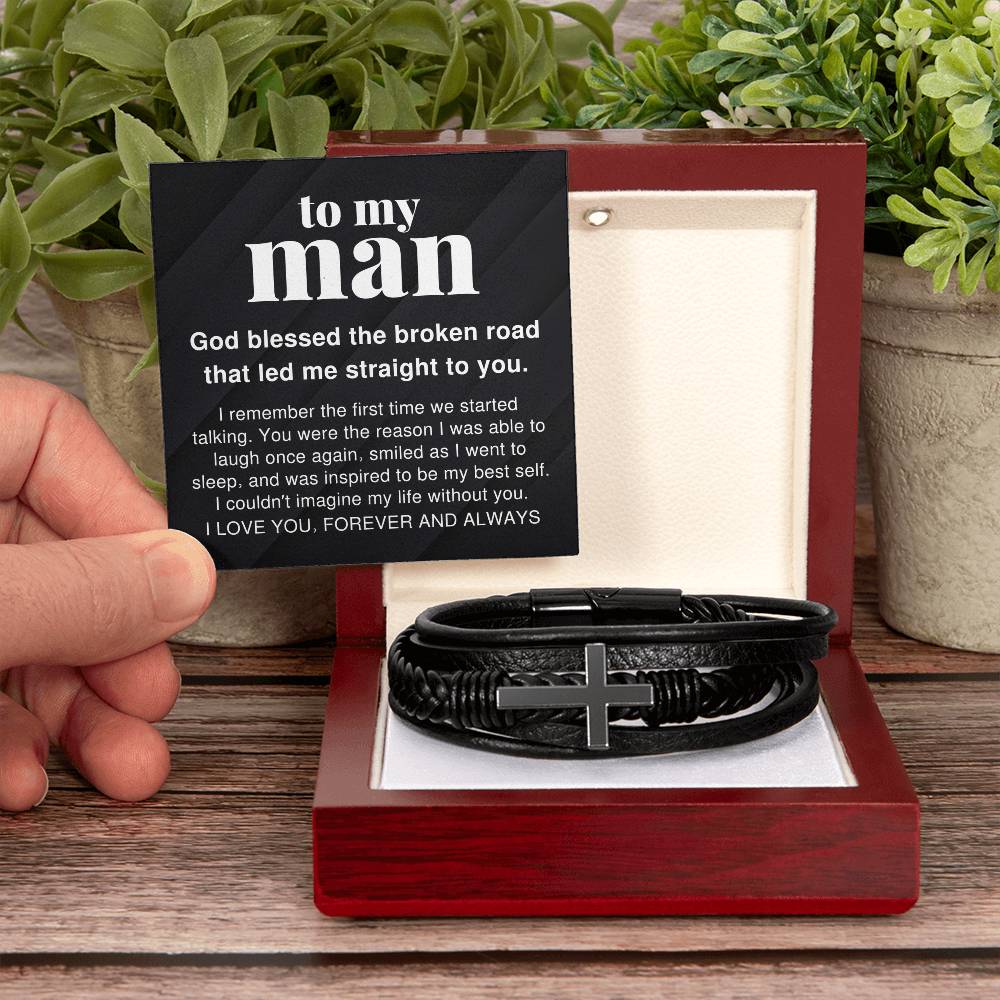 To My Man I Couldn't Imagine My Life Without You Men's Cross Bracelet