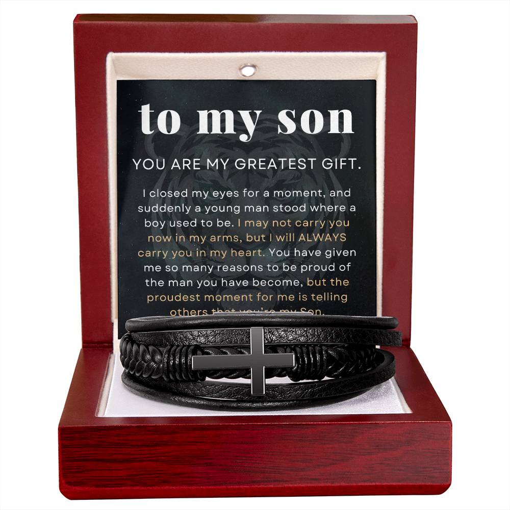 Proudest Moment for Me, To My Son Gift, Men's Cross Bracelet