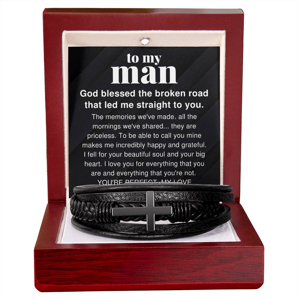 To My Man, The Memories We've Made Men's Cross Bracelet