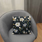 Wildflower Square Throw pillow, White Daisy Floral Dark Cottagecore Style Living Room Decor