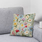 Wildflower Square Throw pillow, French Blue Floral Cottagecore Style Living Room Decor