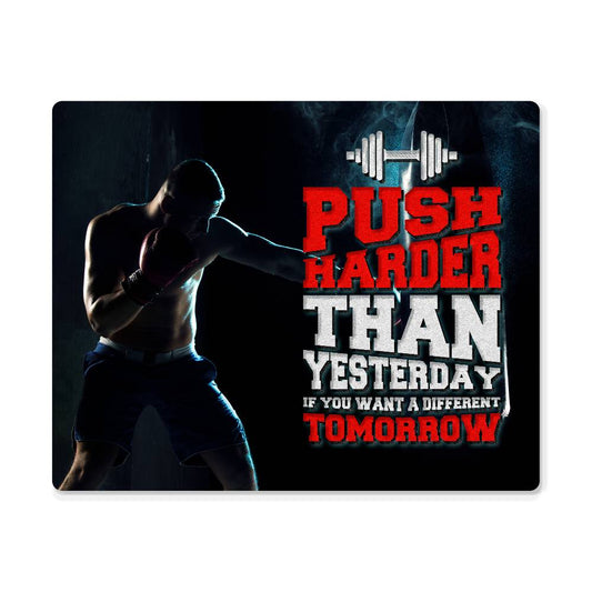 Push Harder Than Yesterday Quote Positive Motivation Room Decor Horizontal High Gloss Metal Art Print
