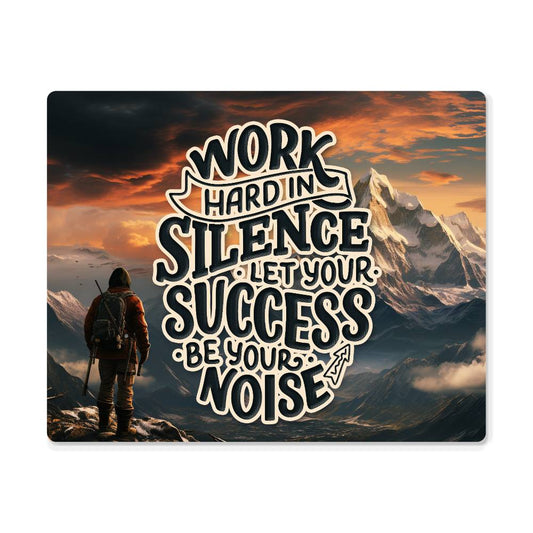 Work Hard in Silence Quote Positive Motivation Room Decor Horizontal High Gloss Metal Art Print