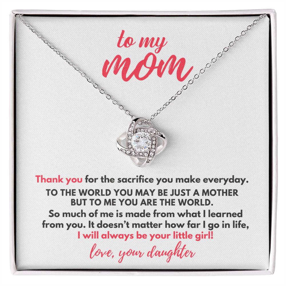 To My Mom Gift, Thank You For The Sacrifice, Love Knot Necklace with Paper Flower Bouquet From Daughter